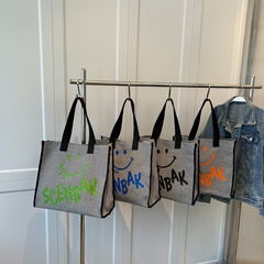 Women'S Medium All Seasons Oxford Cloth Letter Plaid Fashion Square Zipper Tote Bag