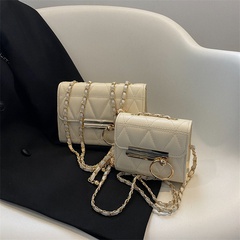 Women'S Small All Seasons PU Leather Lingge Fashion Chain Square Lock clasp Crossbody Bag
