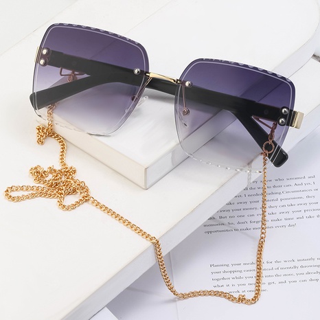 Fashion Gradient Color Pc Square Chain Frameless Women's Sunglasses's discount tags