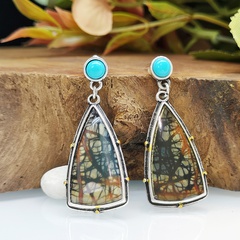 Vintage Style Triangle Alloy Inlay Glass Stone Women'S Drop Earrings 1 Pair
