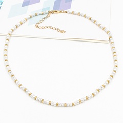 Fashion Round Gold Plated Necklace Beaded Artificial Pearls Pearl Necklaces 1 Piece