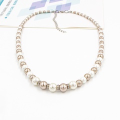 Fashion Circle Alloy Necklace Beaded Rhinestones Pearl Necklaces 1 Piece