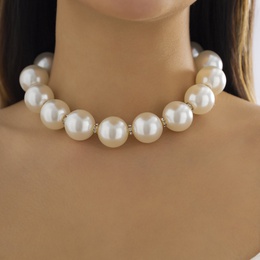 Fashion Round Alloy Choker Pearl Plating Inlay Rhinestones Pearl Necklacespicture10