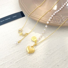 Fashion Letter Heart Shape Butterfly Alloy Inlay Artificial Pearls Rhinestones Women'S Necklace