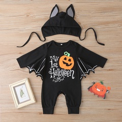 Halloween Fashion Letter Cotton Blend Baby Rompers