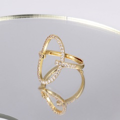 Mode Oval Kupfer Offener Ring Vergoldet Zirkon Kupfer Ringe 1 Stück