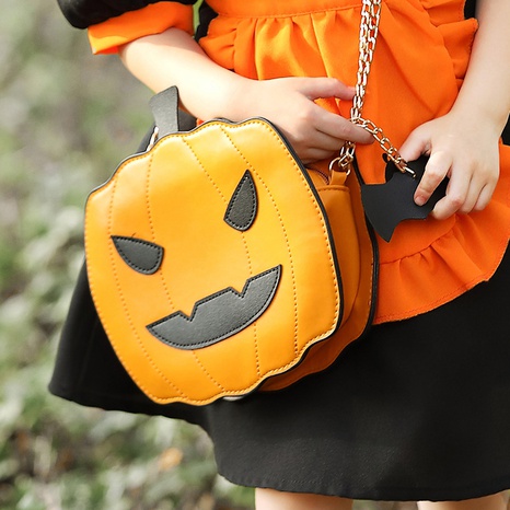 Bolso de hombro con cabeza de calabaza de Halloween Orange smile's discount tags