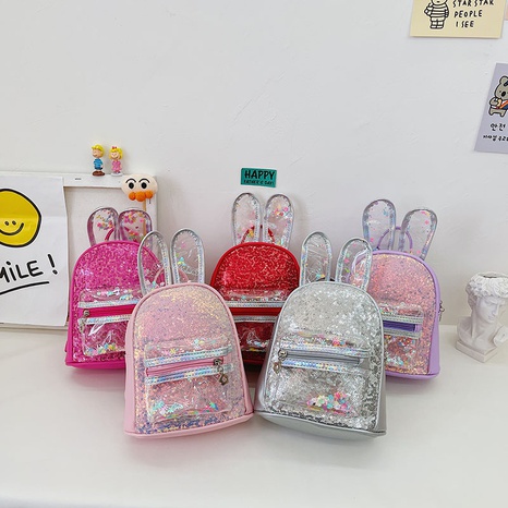 Cute Solid Color Sequins Square Zipper Functional Backpack's discount tags