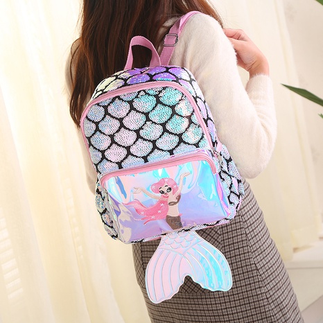 Cute Cartoon Sequins Oval Zipper Fashion Backpack's discount tags