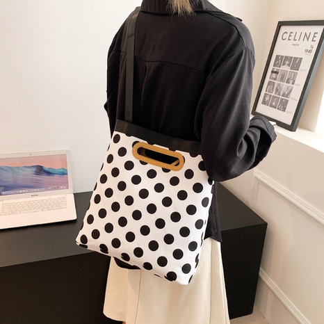 Streetwear Plaid Polka Dots Square Magnetic Buckle Tote Bag's discount tags