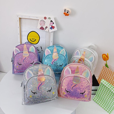 Cute Unicorn Sequins Square Zipper Functional Backpack's discount tags