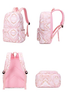 Basic Marble Square Zipper Fashion Backpack