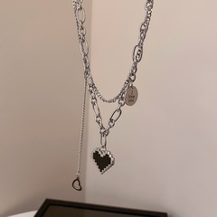Fashion Letter Heart Shape Titanium Steel Necklace Layered Titanium Steel Stainless Steel Necklaces 1 Piece