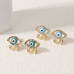 Fashion Devil'S Eye Copper Ear Studs Enamel Zircon Copper Earrings