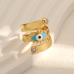 Fashion Geometric Devil'S Eye Copper Open Ring Enamel Zircon Copper Rings