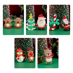 Cute Christmas Tree Santa Claus Rubber Metal Epoxy Bag Pendant Keychain 1 Piece 2 Pieces