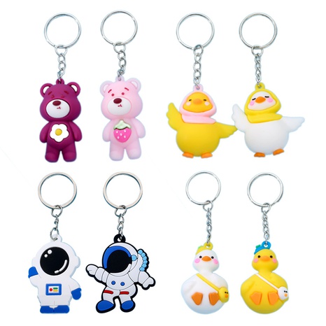 Cartoon Style Animal Astronaut Rubber Metal Epoxy Bag Pendant Keychain 2 Pieces's discount tags