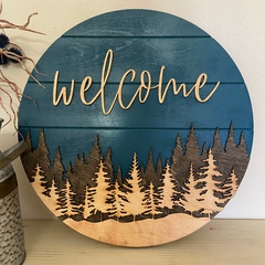 Creative  Wooden Listing Welcome round 30*30 Wall  Hanging Decoration