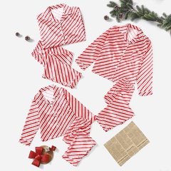 Fashion Stripe Polyester Printing Pants Sets Straight Pants Blouse Family Matching Outfits