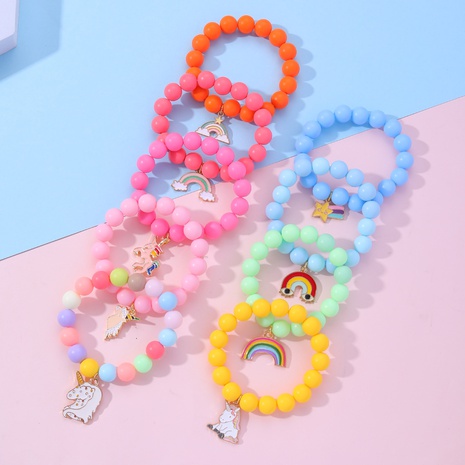 Cartoon Style Cute Fashion Rainbow Star Unicorn Plastic Resin Beaded Alloy Resin's discount tags