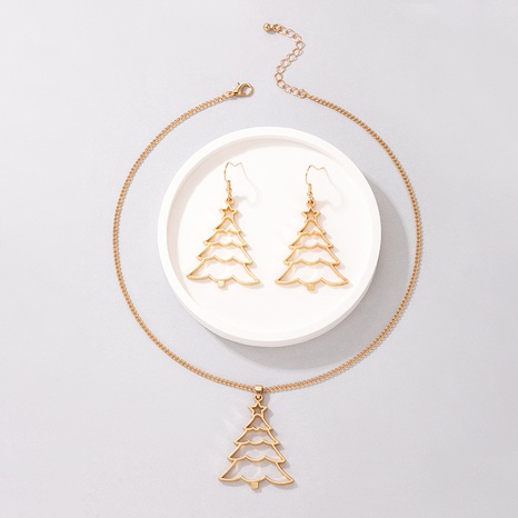 Cute Christmas Tree Elk Alloy Women'S Earrings Necklace 1 Set's discount tags