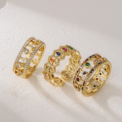 Mode Geometrisch Kupfer Offener Ring Vergoldet Zirkon Kupfer Ringe
