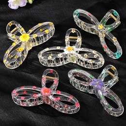 Simple Style Flower Plastic Bowknot Hollow Out Hair Claws 1 Piecepicture10