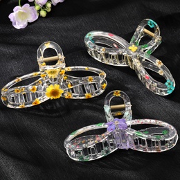 Simple Style Flower Plastic Bowknot Hollow Out Hair Claws 1 Piecepicture12