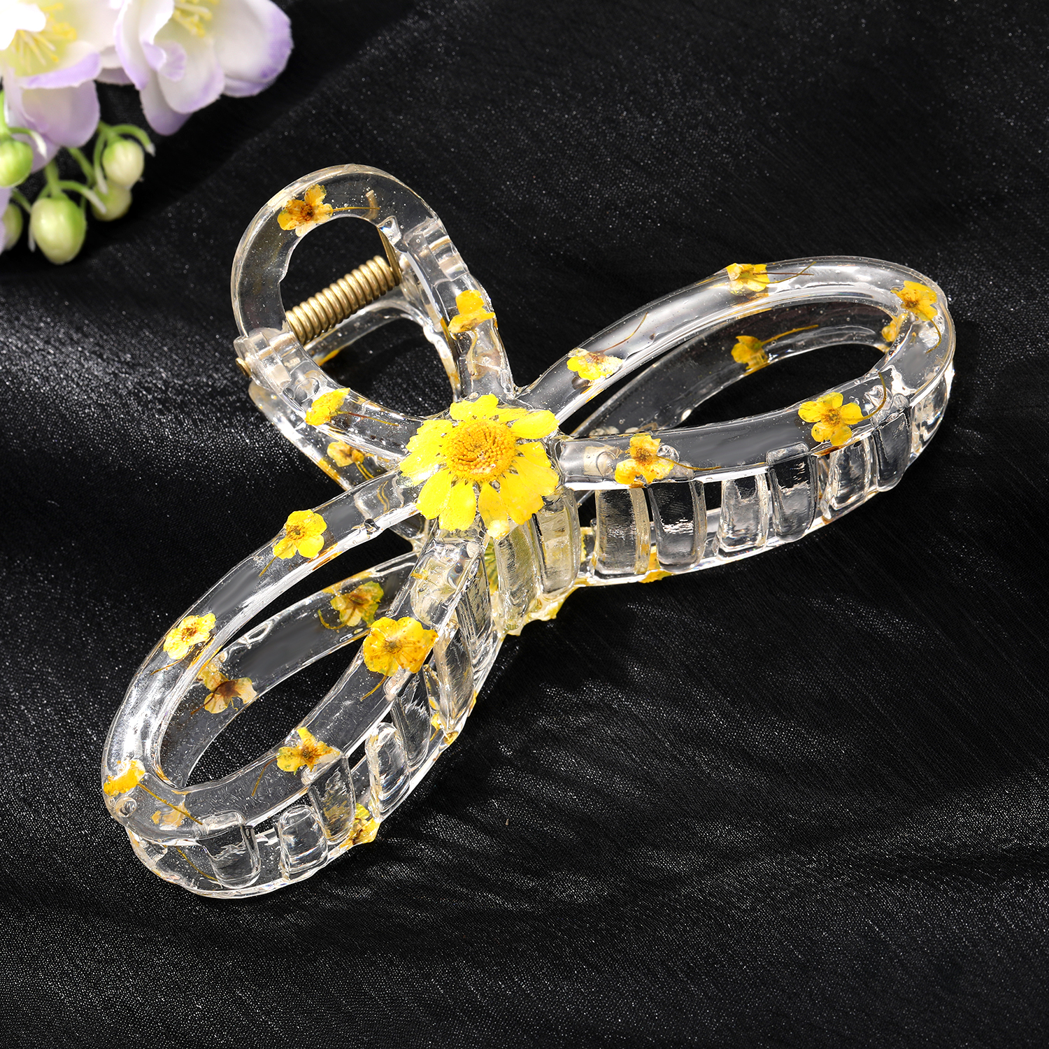 Simple Style Flower Plastic Bowknot Hollow Out Hair Claws 1 Piece5
