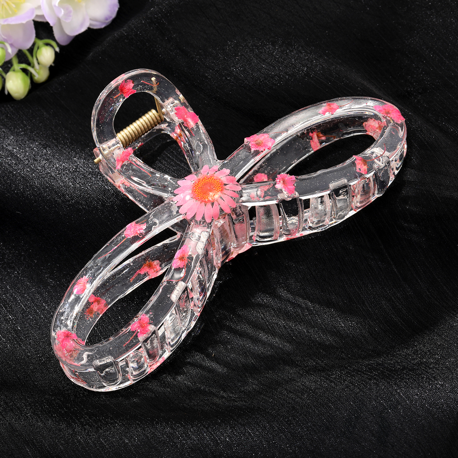 Simple Style Flower Plastic Bowknot Hollow Out Hair Claws 1 Piecepicture7