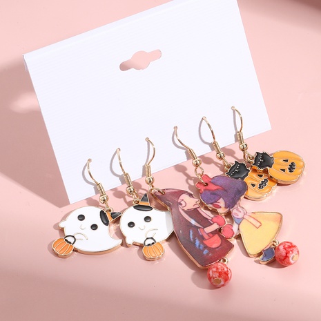 Cute Pumpkin Ghost Alloy Enamel Women'S Drop Earrings 1 Pair's discount tags