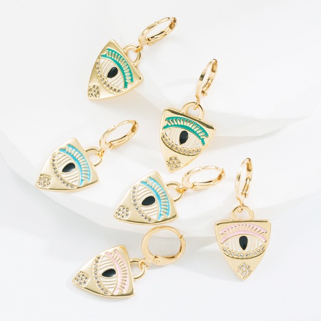 Fashion Triangle Devil'S Eye Copper Earrings Enamel Zircon Copper Earrings's discount tags