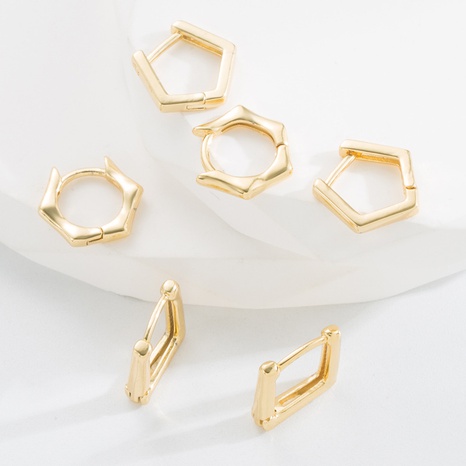Einfacher Stil Hexagon Quadrat Kupfer Ohrringe Überzug Kupfer Ohrringe's discount tags