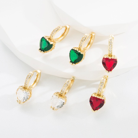 Fashion Geometric Heart Shape Copper Earrings Inlay Zircon Copper Earrings's discount tags