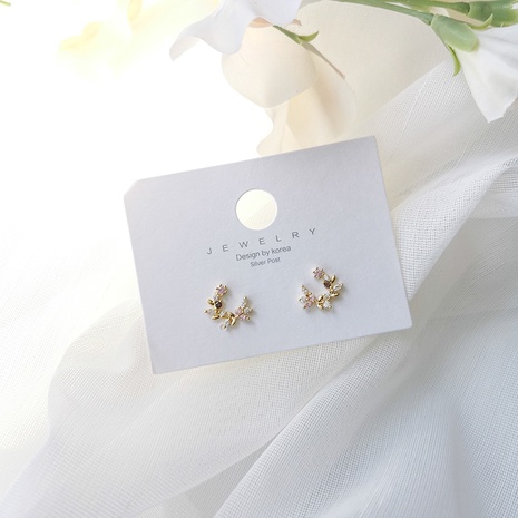 Sweet Flower Copper Ear Studs Inlay Zircon Copper Earrings's discount tags