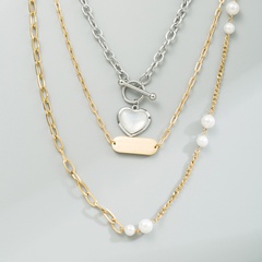 Mode Geometrisch Brief Herzform Titan Stahl Halskette Inlay Künstliche Perlen Harz Edelstahl Halsketten