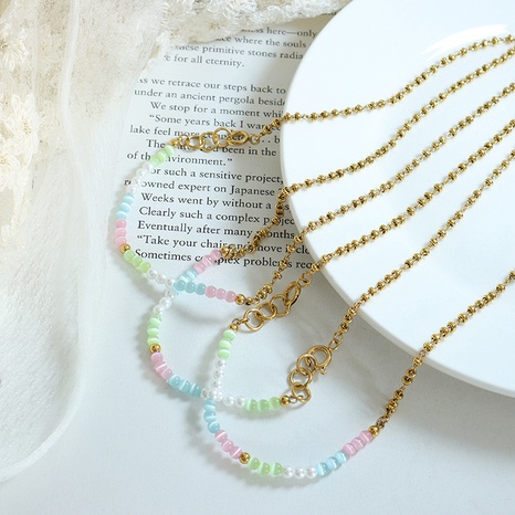 Fashion Round Imitation Pearl Beaded Necklace's discount tags