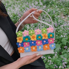 Mujeres Medio Primavera Verano cuerda de algodón Floral Lindo Cuadrado Gire La Tapa Bolso Bandolera