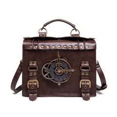 Women'S Small All Seasons PU Leather Solid Color Vintage Style Square Magnetic Buckle Crossbody Bag