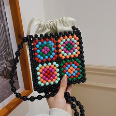 Frau Klein Alle Jahreszeiten Aryl Einfarbig Ethnischer Stil Perlen Quadrat Reißverschluss Quadratische Tasche