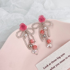 Fashion Flower Alloy Beaded Drop Earrings 1 Pair