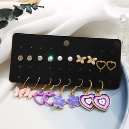 Fashion Heart Shape Butterfly Alloy Inlay Acrylic Earringspicture9