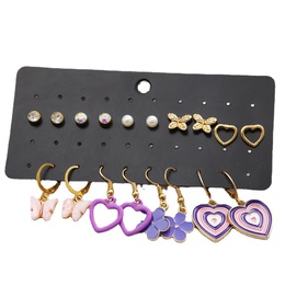 Fashion Heart Shape Butterfly Alloy Inlay Acrylic Earringspicture8