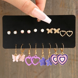 Fashion Heart Shape Butterfly Alloy Inlay Acrylic Earringspicture7