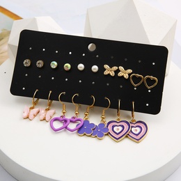 Fashion Heart Shape Butterfly Alloy Inlay Acrylic Earringspicture10