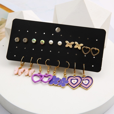 Fashion Heart Shape Butterfly Alloy Inlay Acrylic Earrings's discount tags