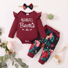Fashion Letter Flower Cotton Printing Pants Sets Baby Clothes