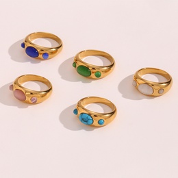 Vintage Style Oval Stainless Steel Rings Inlay Opal Stainless Steel Ringspicture12