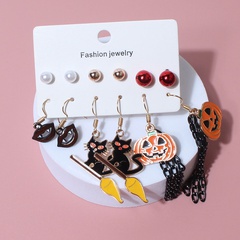 Fashion Pumpkin Alloy Enamel Drop Earrings 1 Set