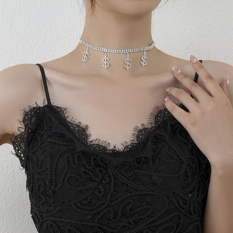 Fashion Symbol Alloy Inlay Rhinestones Pendant Necklace 1 Piece's discount tags